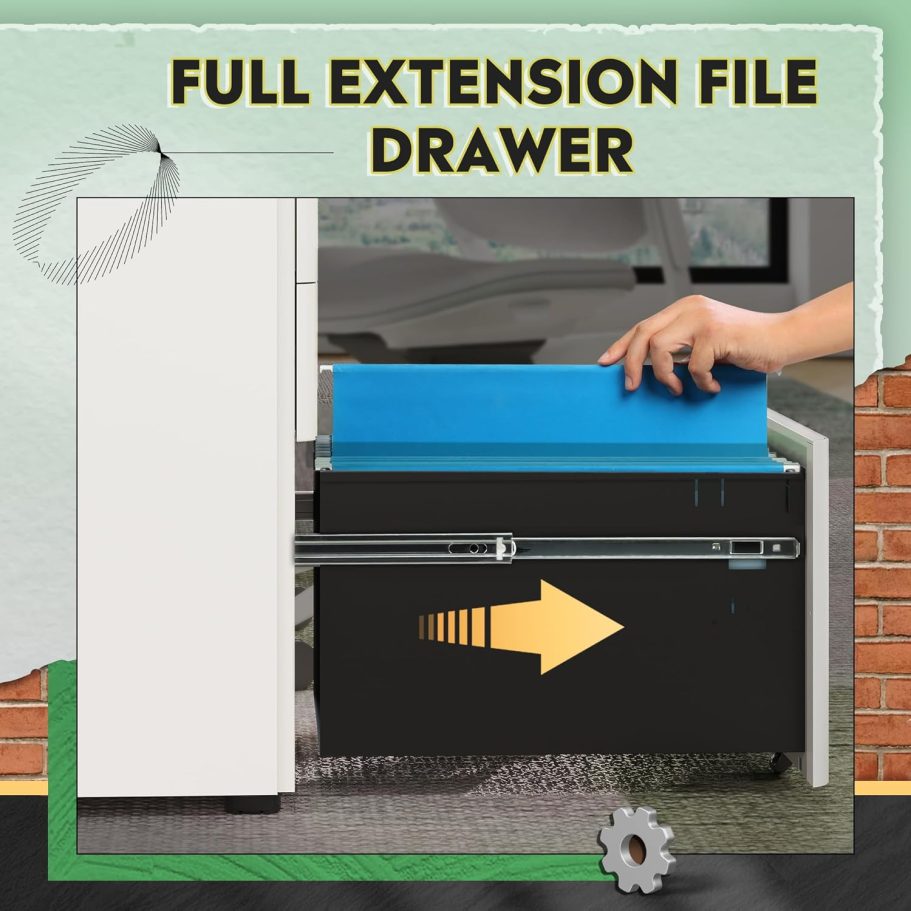 DEVAISE 3-Drawer Slim Vertical File Cabinet, Fully Assembled Except Casters, Legal/Letter Size, White - Image 5