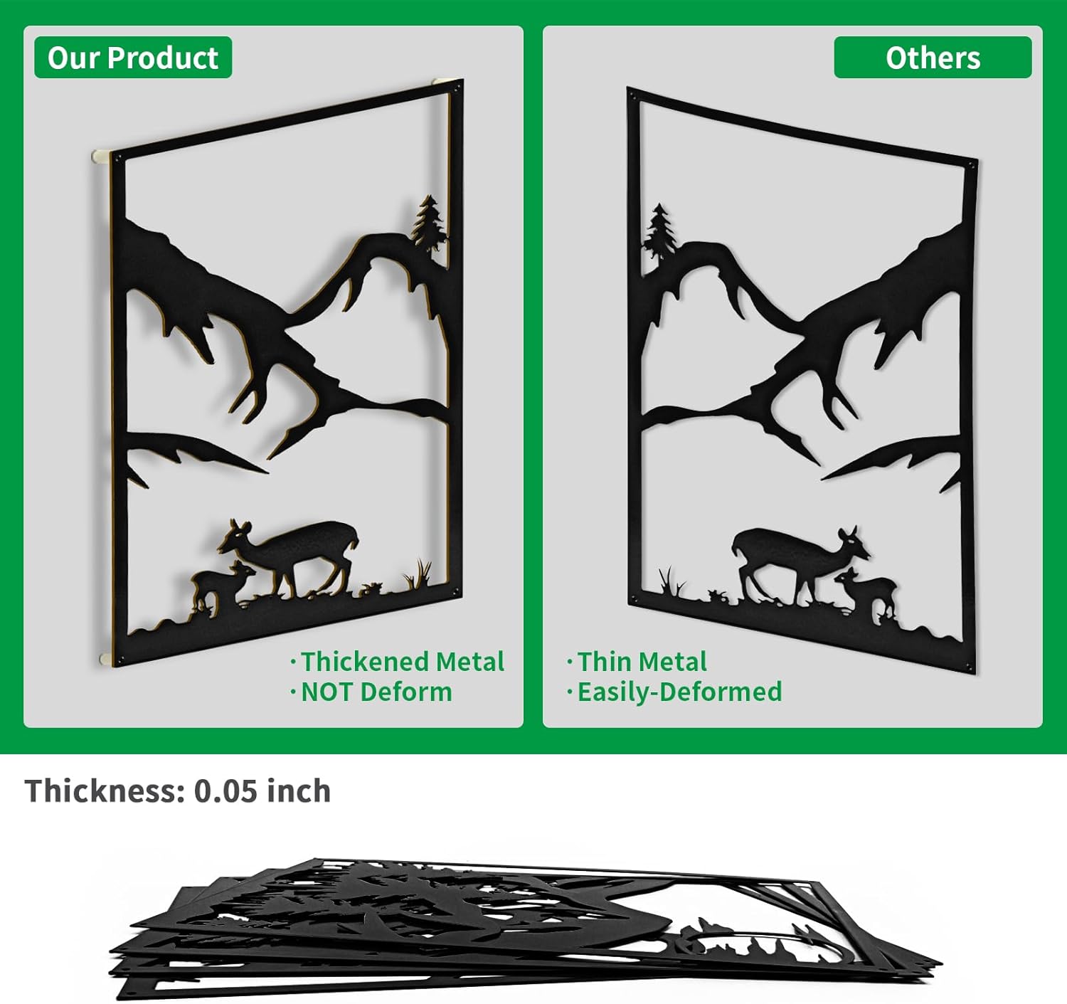 4 Pack Metal Wall Art, Mountain Iron Wall Sculpture, Art Wall Décor for Office, Dining Room, Living Room, Bedroom (Black, 17 x 12 in) - Image 6