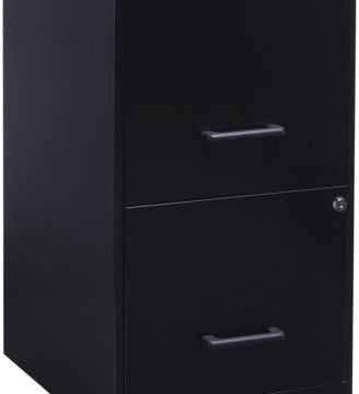 Pemberly Row 2 Drawers 24.5" Vertical Black Metal Filing Cabinet Lockable Pre-Assembled Stationary Letter Size for Home, Office