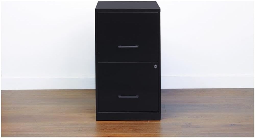 Pemberly Row 2 Drawers 24.5" Vertical Black Metal Filing Cabinet Lockable Pre-Assembled Stationary Letter Size for Home, Office - Image 2