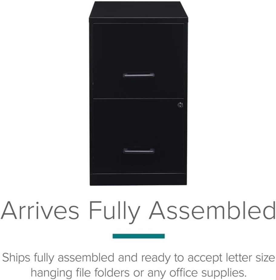 Pemberly Row 2 Drawers 24.5" Vertical Black Metal Filing Cabinet Lockable Pre-Assembled Stationary Letter Size for Home, Office - Image 11