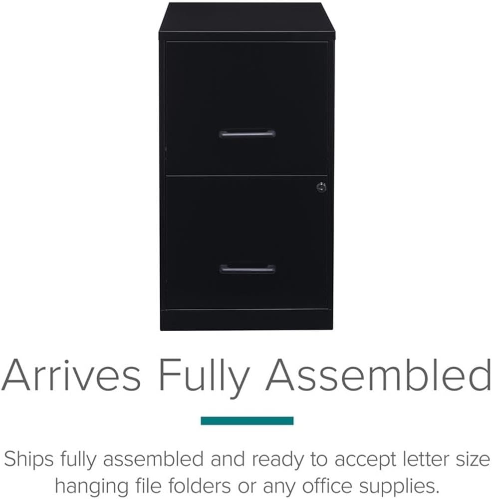 Pemberly Row 2 Drawers 24.5" Vertical Black Metal Filing Cabinet Lockable Pre-Assembled Stationary Letter Size for Home, Office - Image 11