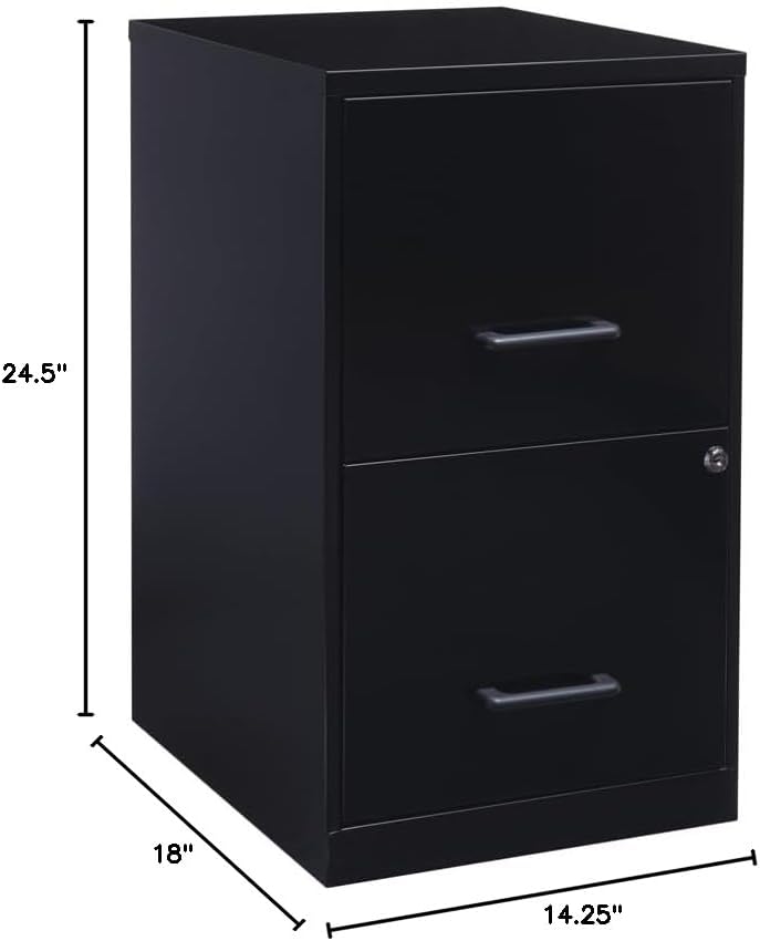 Pemberly Row 2 Drawers 24.5" Vertical Black Metal Filing Cabinet Lockable Pre-Assembled Stationary Letter Size for Home, Office - Image 3