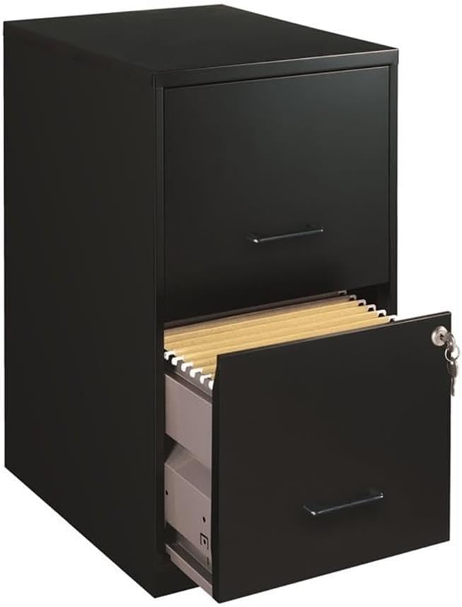 Pemberly Row 2 Drawers 24.5" Vertical Black Metal Filing Cabinet Lockable Pre-Assembled Stationary Letter Size for Home, Office - Image 5