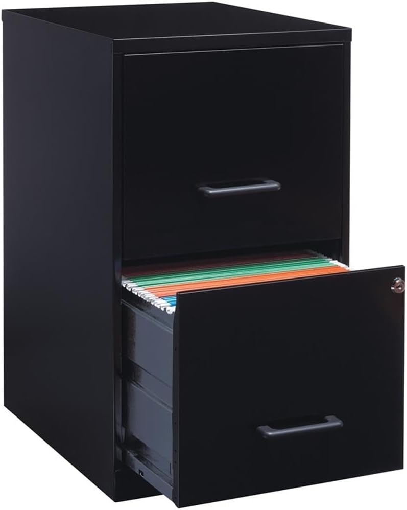 Pemberly Row 2 Drawers 24.5" Vertical Black Metal Filing Cabinet Lockable Pre-Assembled Stationary Letter Size for Home, Office - Image 6