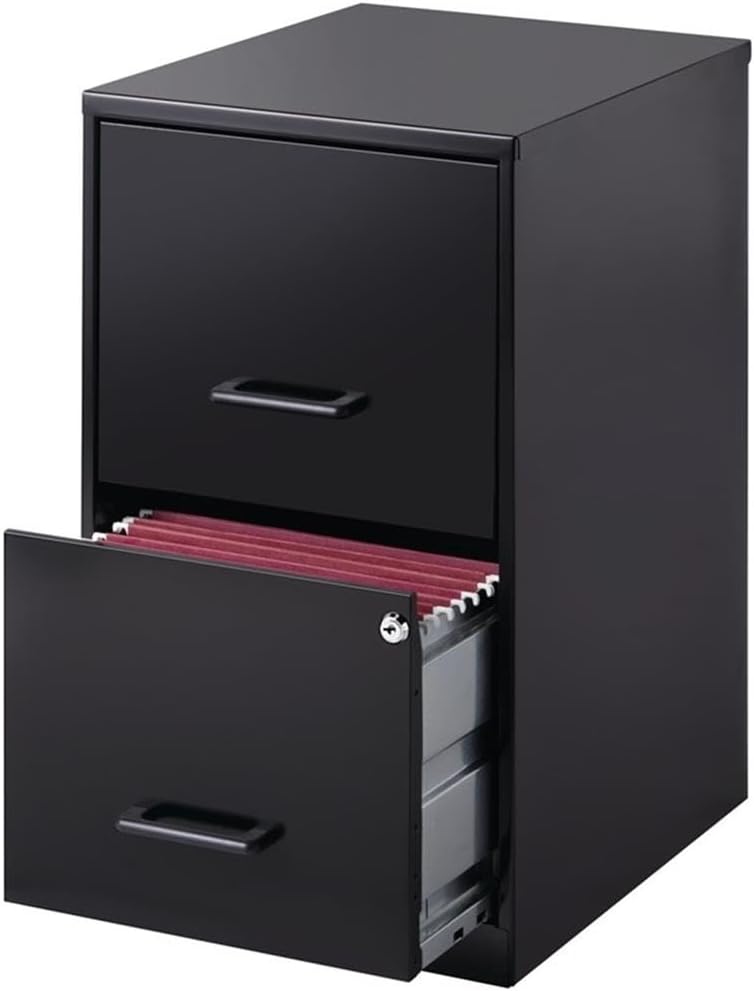 Pemberly Row 2 Drawers 24.5" Vertical Black Metal Filing Cabinet Lockable Pre-Assembled Stationary Letter Size for Home, Office - Image 7