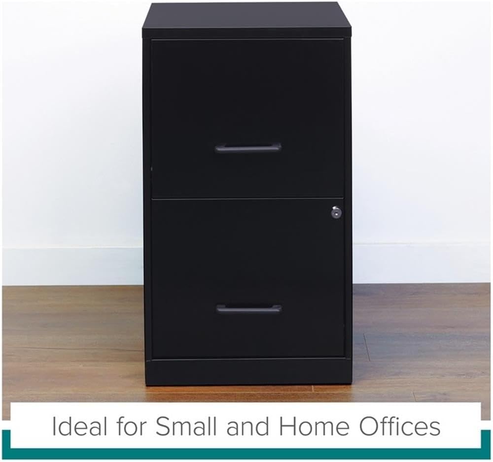 Pemberly Row 2 Drawers 24.5" Vertical Black Metal Filing Cabinet Lockable Pre-Assembled Stationary Letter Size for Home, Office - Image 10