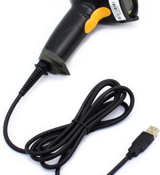 WoneNice USB Laser Barcode Scanner Wired Handheld Bar Code Scanner Reader Black