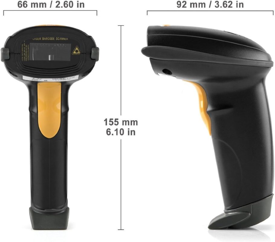 WoneNice USB Laser Barcode Scanner Wired Handheld Bar Code Scanner Reader Black - Image 3