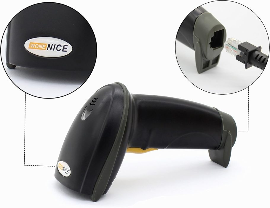 WoneNice USB Laser Barcode Scanner Wired Handheld Bar Code Scanner Reader Black - Image 4