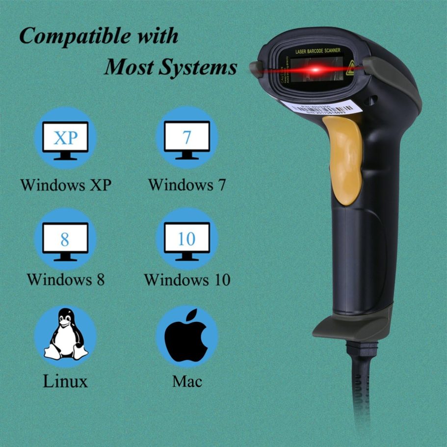 WoneNice USB Laser Barcode Scanner Wired Handheld Bar Code Scanner Reader Black - Image 7